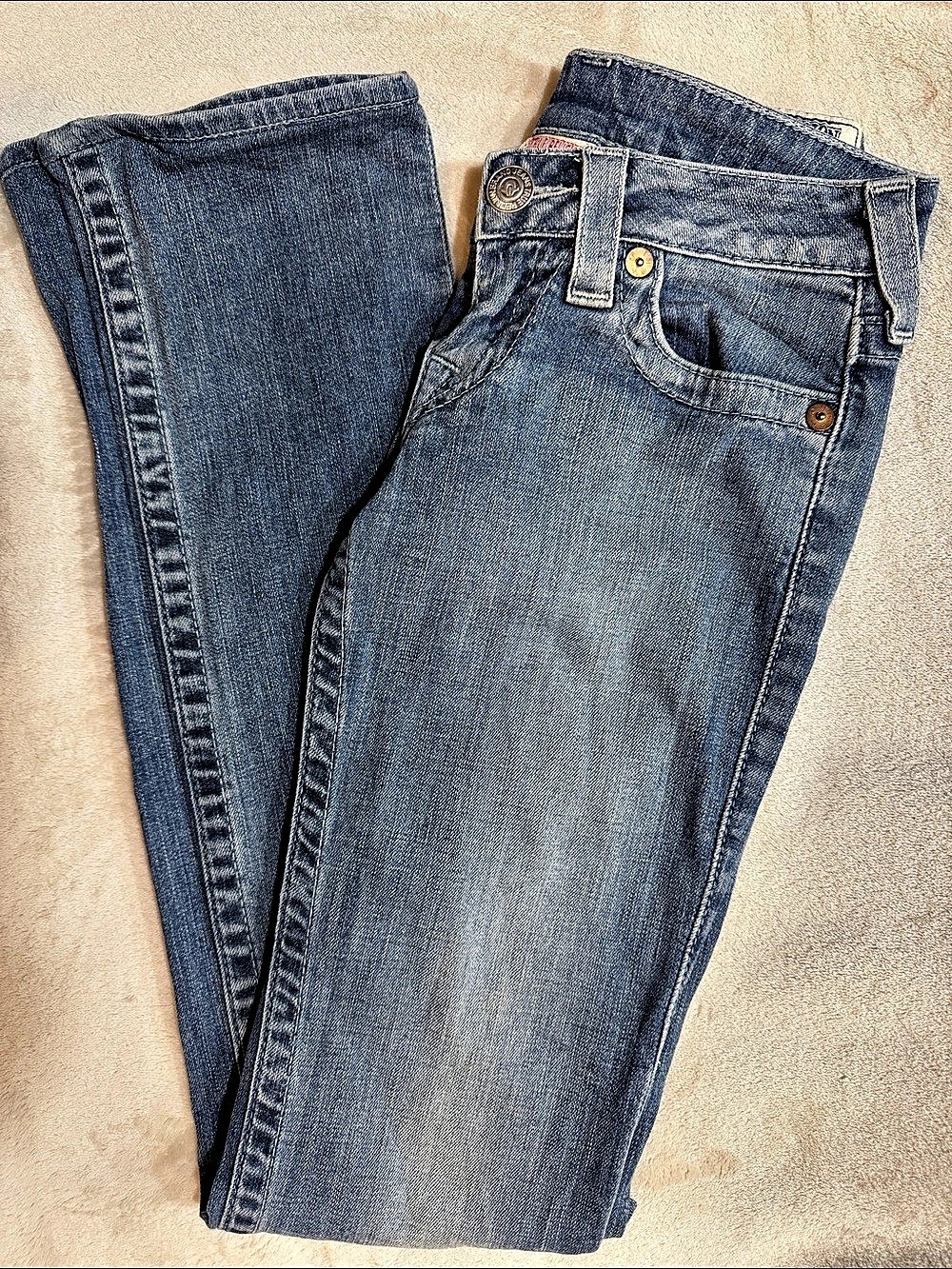 True Religion Straight Leg Flap Pocket Jeans Blue Waist 24